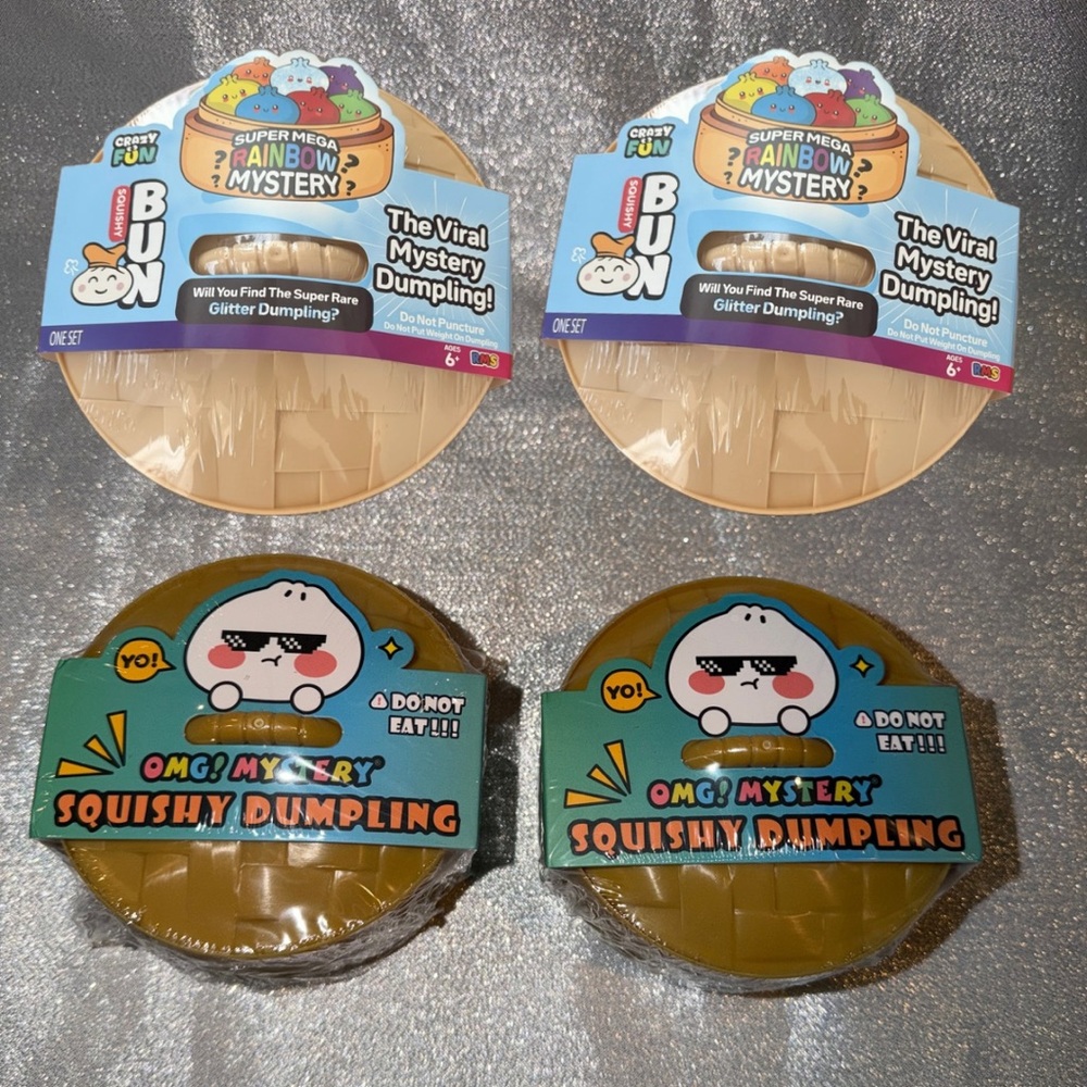 (2) Crazy Fun Mystery Squishy Dumplings & (2) OMG! Mystery Squishy Dumplings